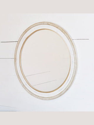 Round White Wood Mirror