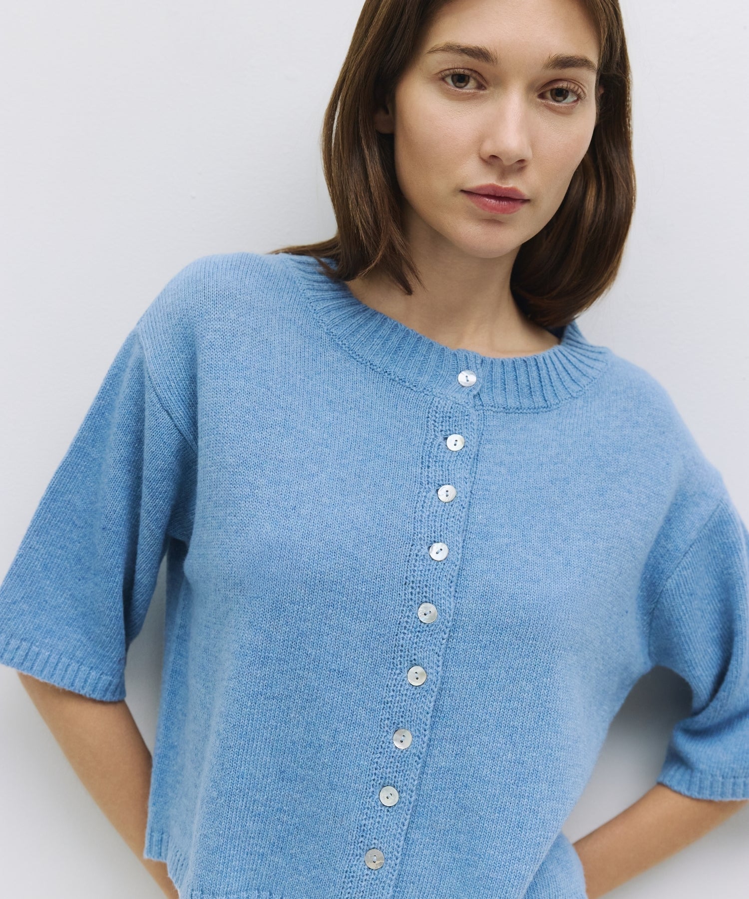 Half-Sleeve Button Down Cardigan