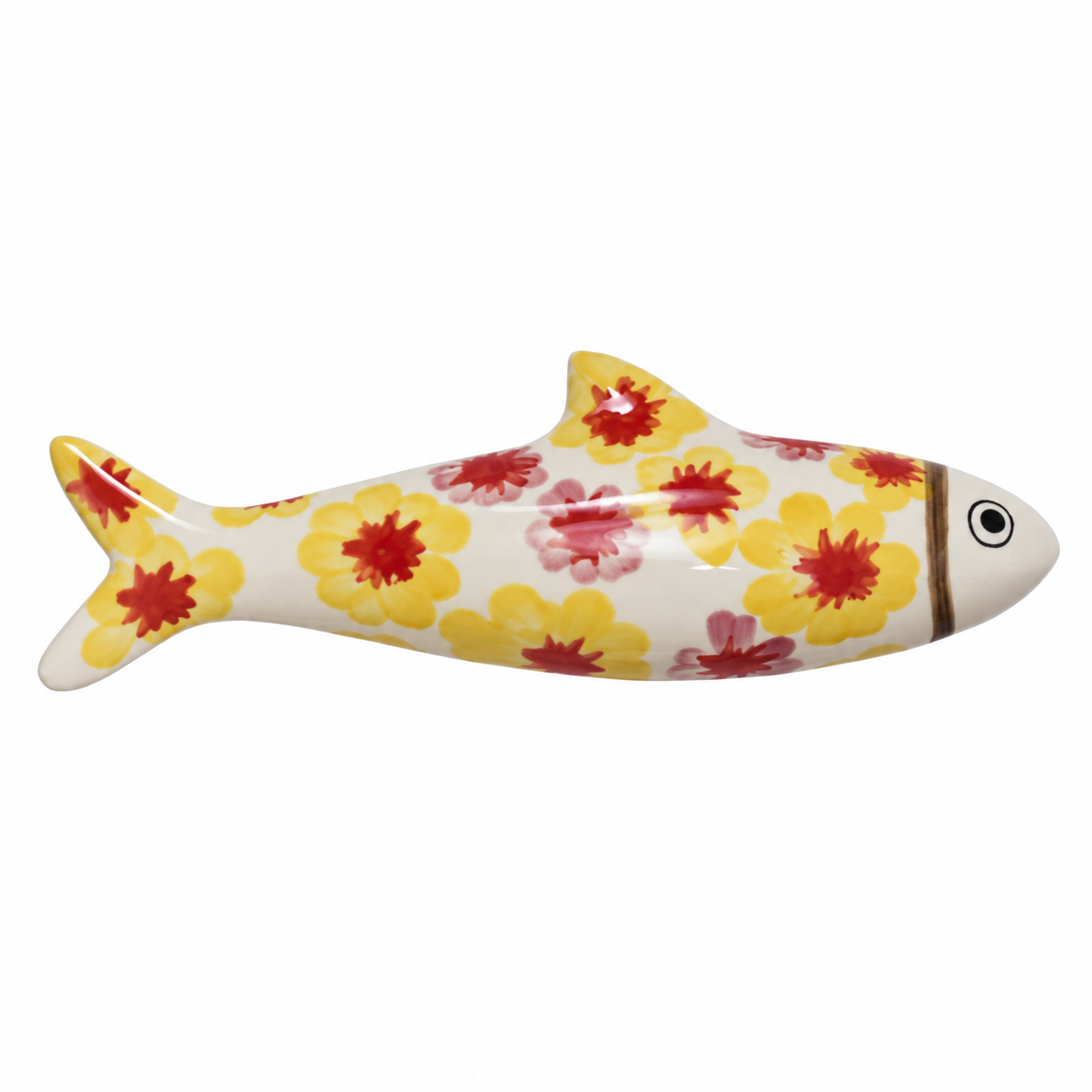 Yellow Floral Stoneware Fish