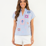 Harbor Embroidered Gingham Top
