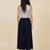 Harbor Stripe Mixed Media Midi Dress