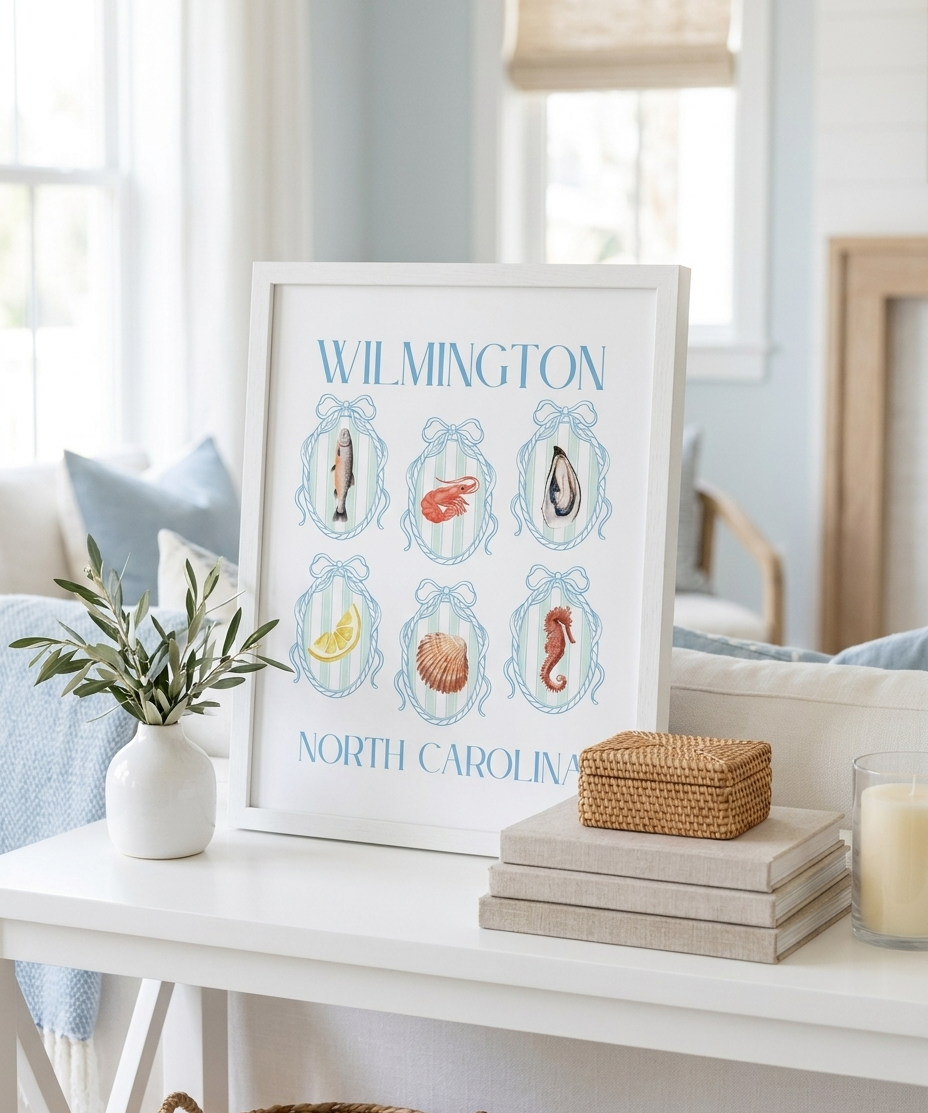 Wilmington Sea Life Print Artwork – Coastal Ocean Wall Art Gift