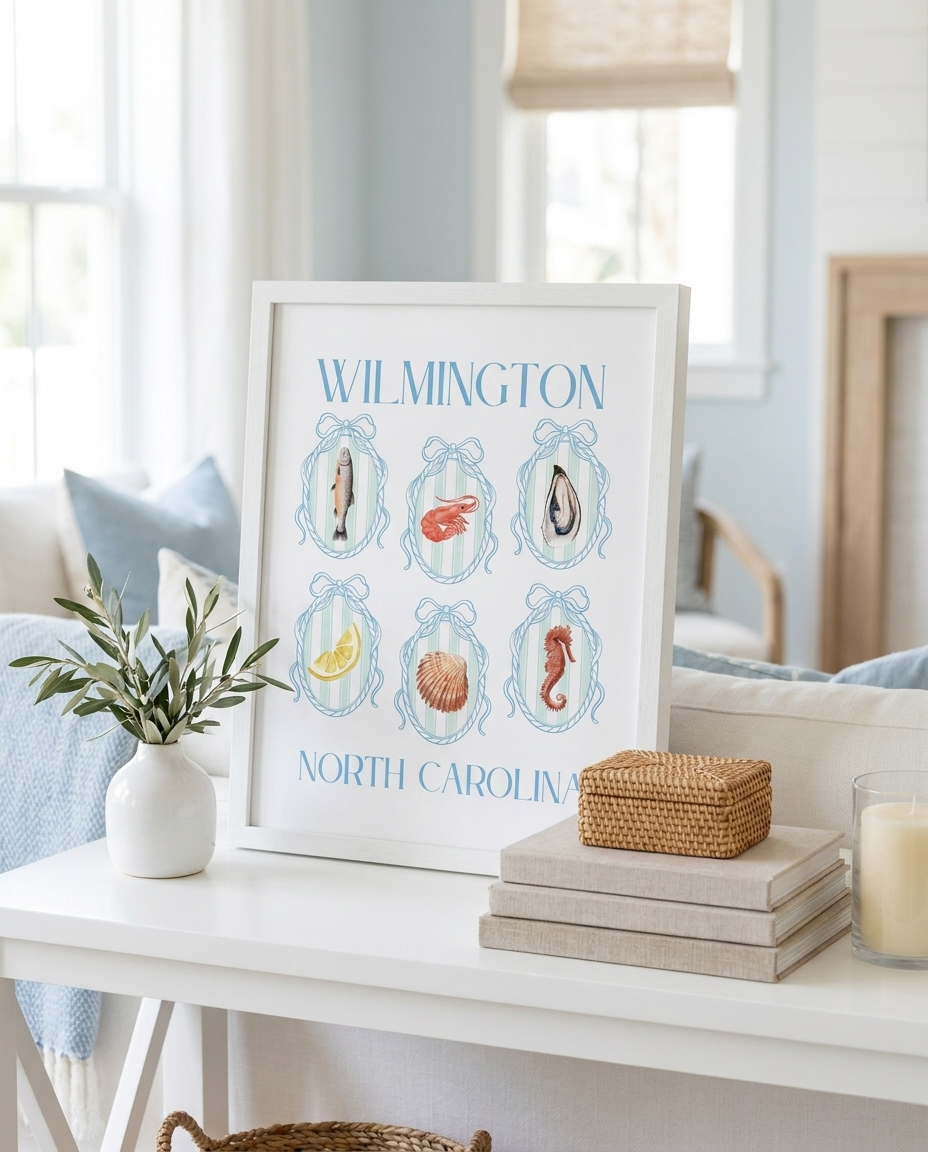Wilmington Sea Life Print Artwork – Coastal Ocean Wall Art Gift