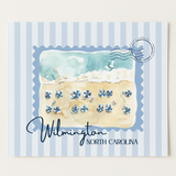 Wilmington NC Vintage Stamp Print – Coastal Wall Art Gift (detail view 2)