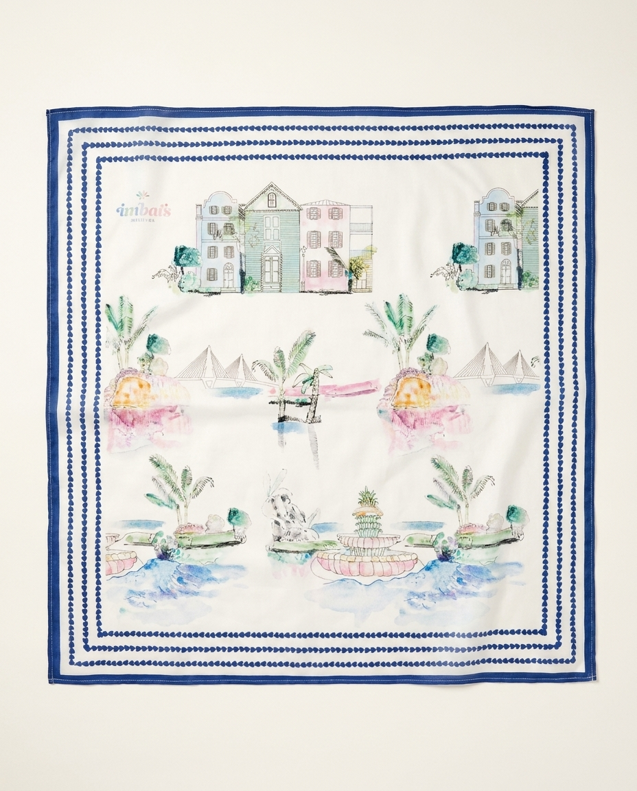 I Love Charleston Scarf – Charleston SC Souvenir Silk Scarf Gift (detail view 3)