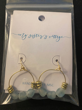 Sea Glass Earrings w/ Gold Beads