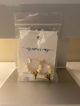 Shark Tooth Hoop Earrings w/ Beads