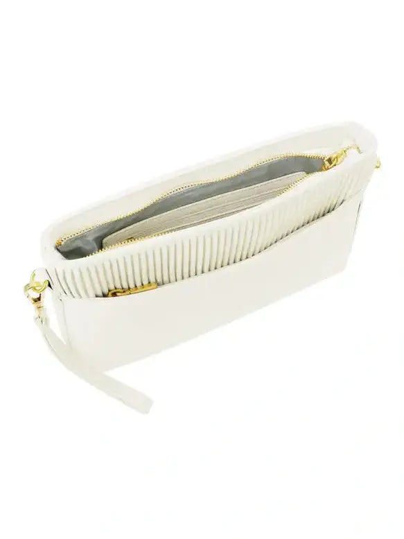 Pleated Cream Pouch Bag