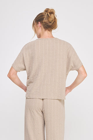 Jacquard Knit Boxy Short Sleeve Top