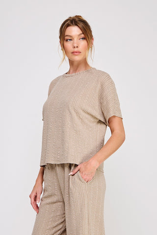 Jacquard Knit Boxy Short Sleeve Top