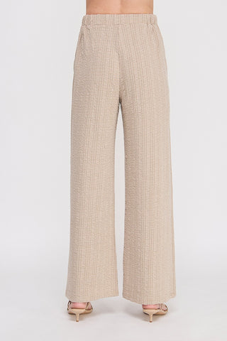 Jacquard Knit Elastic Tie High Waist Wide Leg Pants