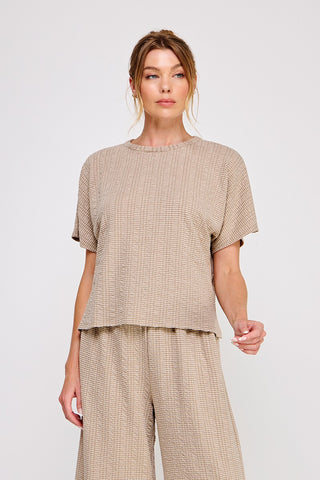 Jacquard Knit Boxy Short Sleeve Top