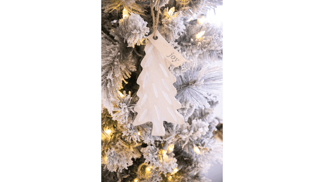 Joy Wood Christmas Tree Ornament