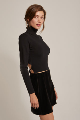 Knit Turtleneck Tie Back Sweater