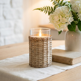 LED Glass Wicker Candle – Coastal Decorative Glass Wicker LED Candle for Home (detail view 3)