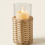 LED Glass Wicker Candle – Coastal Decorative Glass Wicker LED Candle for Home (detail view 2)