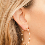 Gold Large Pearl Station Hoop Earrings – Oversized Gold Hoop Earrings with Pearls