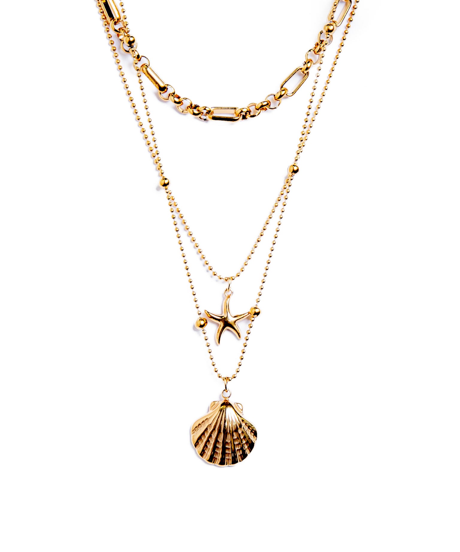 Waterproof Layered Sealife Necklace – Gold-Plated, Tarnish-Free & Hypoallergenic