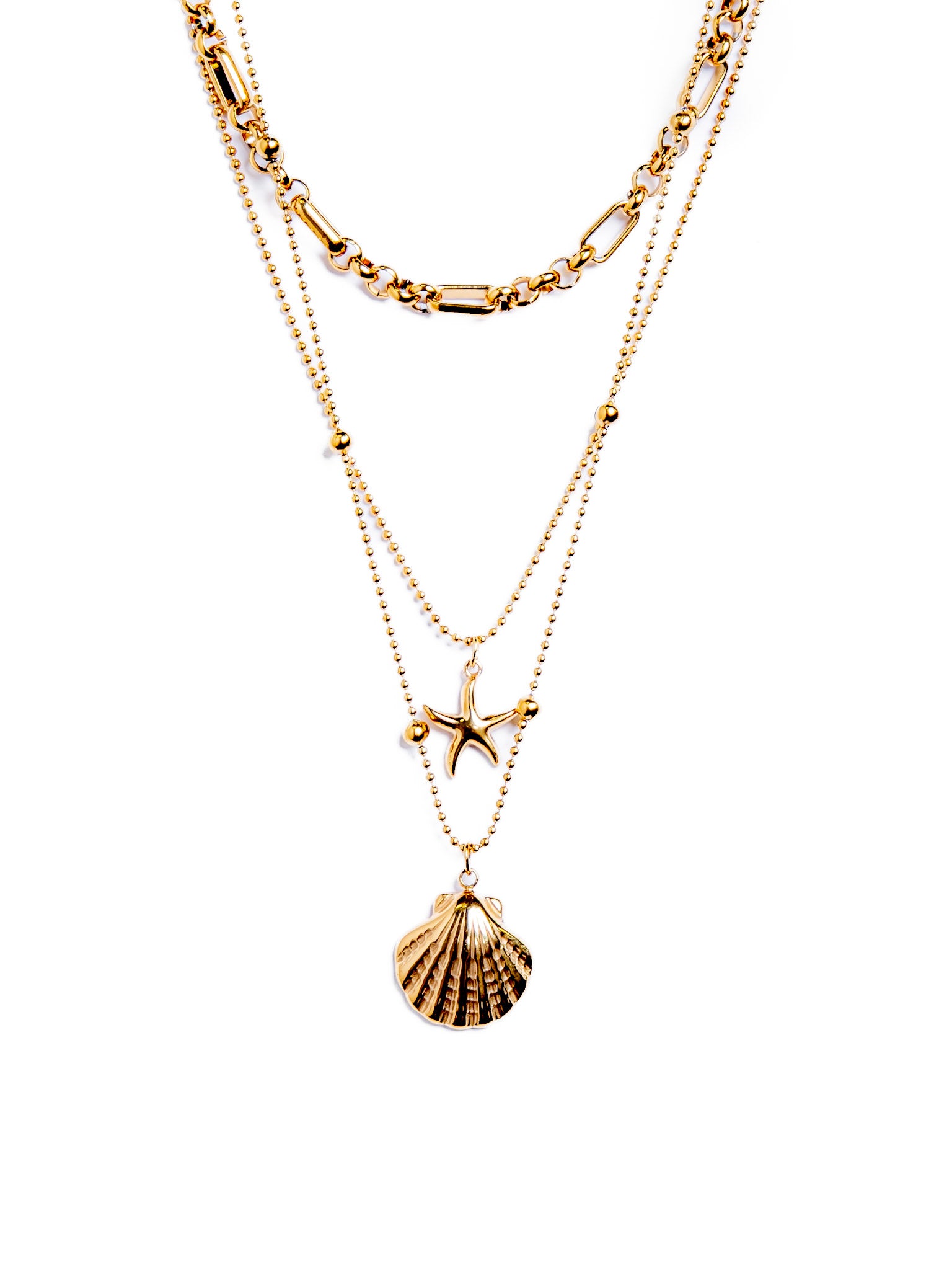 Waterproof Layered Sealife Necklace – Gold-Plated, Tarnish-Free & Hypoallergenic
