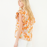 Lila Floral Ruffle Sleeve Top