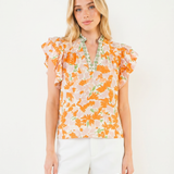 Lila Floral Ruffle Sleeve Top