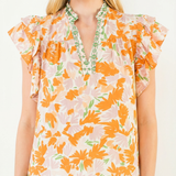 Lila Floral Ruffle Sleeve Top