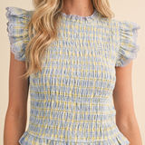 Lila Lace Smocked Top – Boho Lace Smocked Peasant Blouse for Women