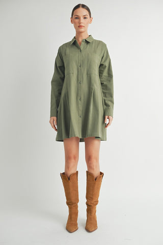 Long-sleeve Button-up Shirt Mini Dress