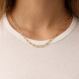 Waterproof Gold Paperclip Chain Necklace — Charm-Ready Layering Necklace (detail view 2)