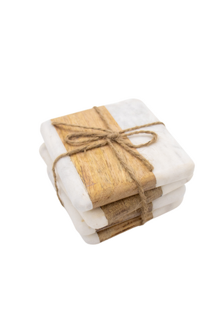 Marble & Wood Coaster Set