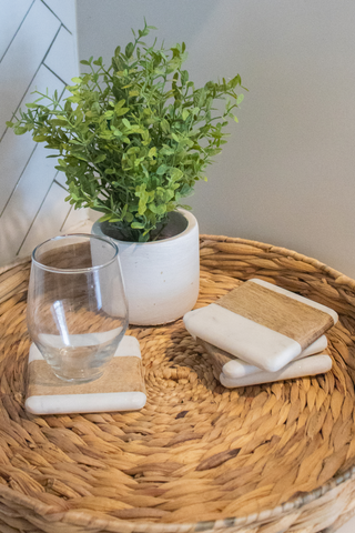 Marble & Wood Coaster Set