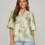 Maribel Floral Stripe Trim Top (detail view 2)