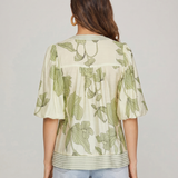 Maribel Floral Stripe Trim Top (detail view 4)