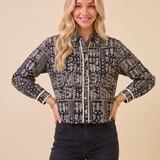 Midnight Botanical Button Down Top