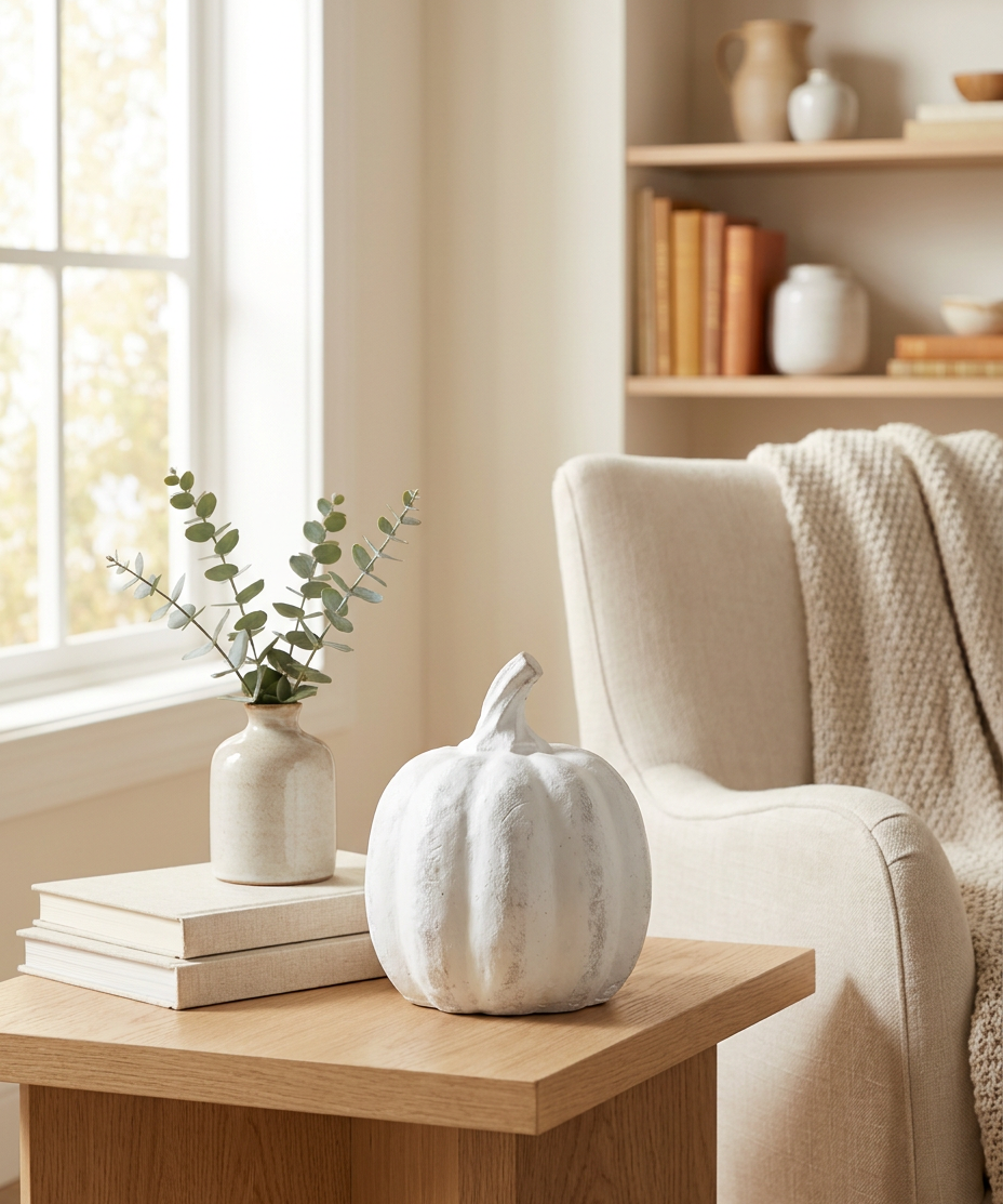 Mini White Terracotta Pumpkin