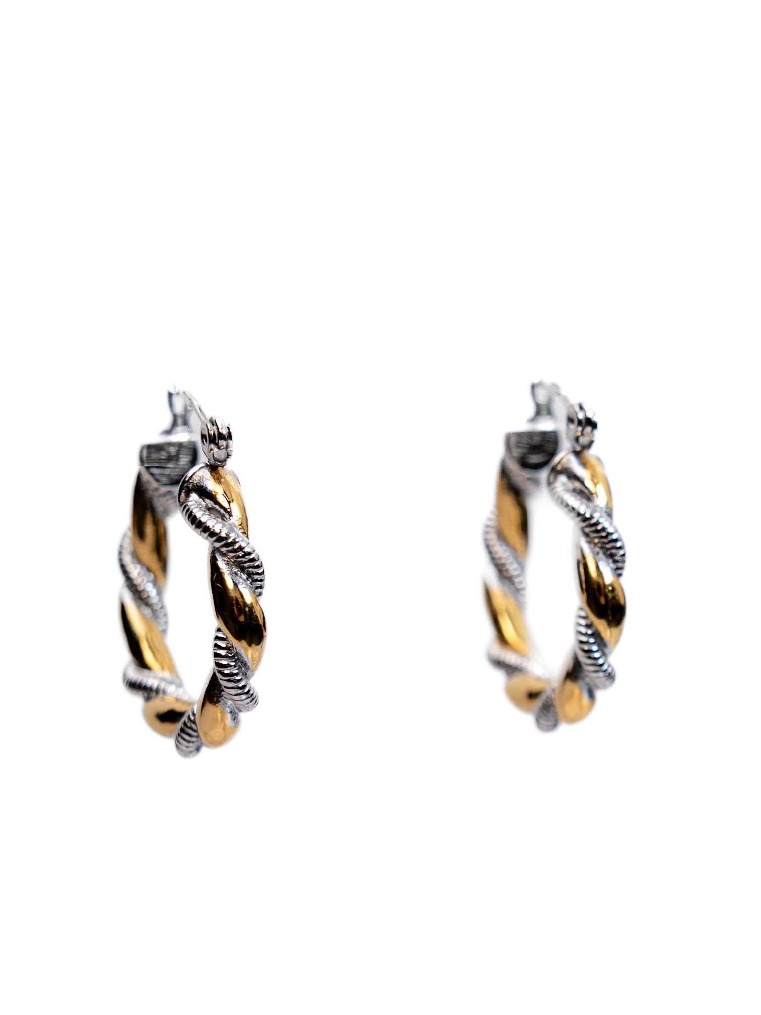 My Sister's Cottage | Waterproof | Mixed Metal Twisted Hoop Earrings (detail view 4)