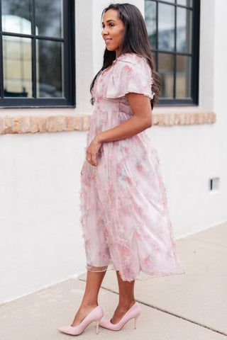 Flutter sleeve Midi Dress