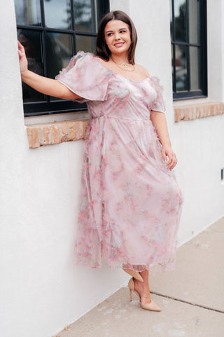 Flutter sleeve Midi Dress