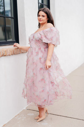 Flutter sleeve Midi Dress