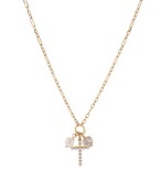 Pearl Cross & Crystal Heart Necklace