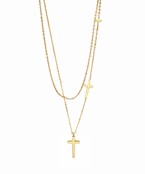 Layered Cross Station Pendant Necklace 