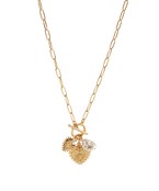 Double Heart & Pearl Pendant Necklace