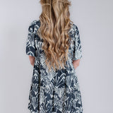 Navy Shell Short Sleeve Mini Dress