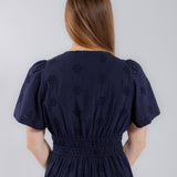 Navy Eyelet V-Neck Maxi Dress - Low Stock