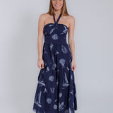 Navy Icon Halter Neck Midi Dress