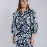 Navy Shell Long Sleeve Mini Dress