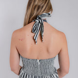 PREORDER: Navy Stripes Halter Neck Midi Dress — Ships Late June/Early July