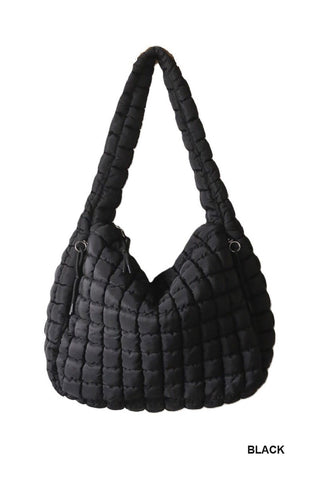 Oversized Quilted Crossbody Bag - Black