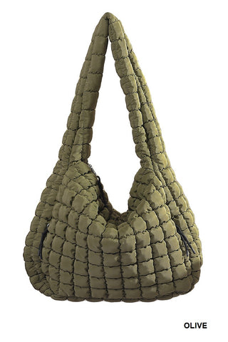 Oversized Quilted Crossbody Bag - Olive