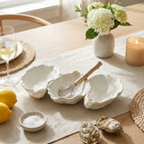 Coastal Oyster Shell Triple Dip Dish & Driftwood Serving Set
